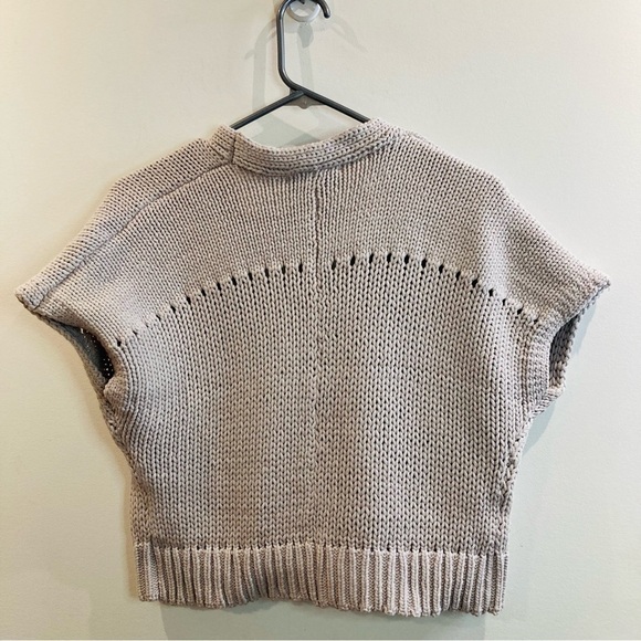 MAGASCHONI Sz S Open Front Drop Shoulder Super Soft Knit Cropped Ribbed Hem Vest - Picture 5 of 6